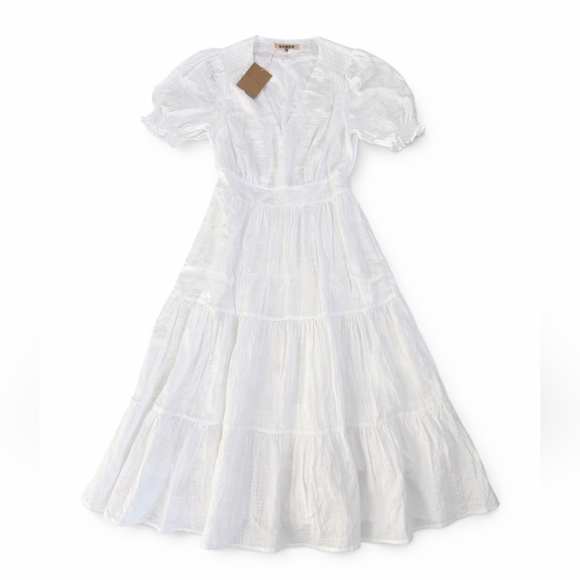 Boden Dresses & Skirts - NWT Boden Anna Double cloth Midi dress white cotton gauze ruching sz 6P